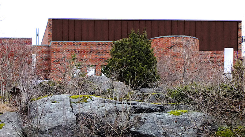 Fotomontasje som viser ny kledning på fasaden mot syd.