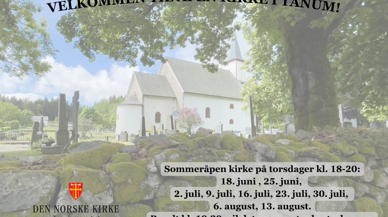 Bilde av Tanum kirke på en sommerdag.