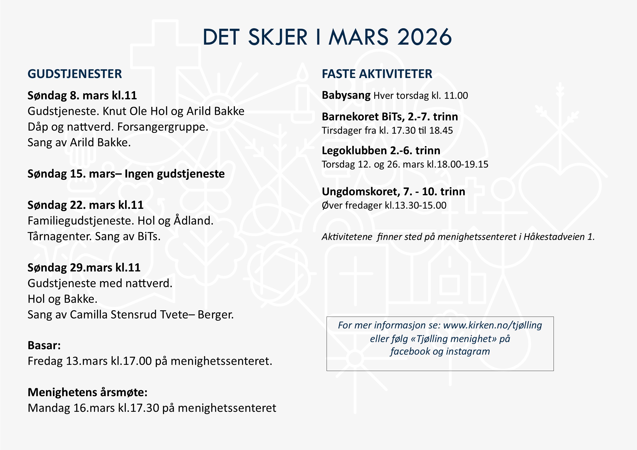 Programoversikt for Tjølling menighet.