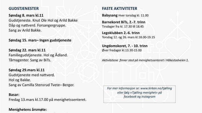 Programoversikt for Tjølling menighet.