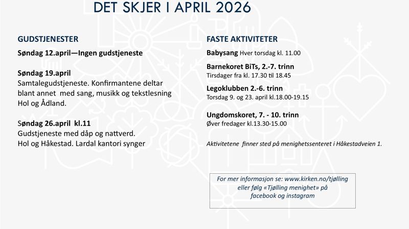 Programoversikt for Tjølling menighet.