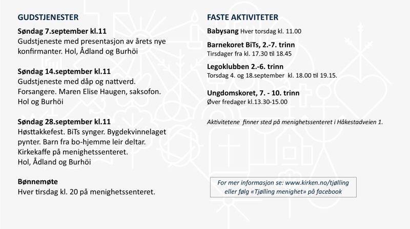 Programoversikt for Tjølling menighet.
