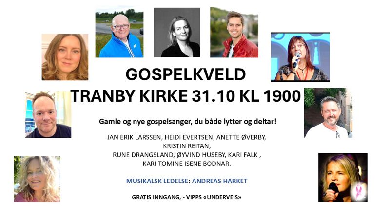 Gospelkveld i Tranby Kirke 31.10 kl 19