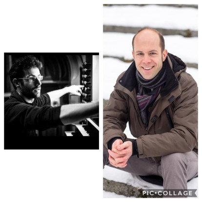 Kantor og konsertorganist Kristoffer Myre Eng og organist Jan Gunnar Sørbø