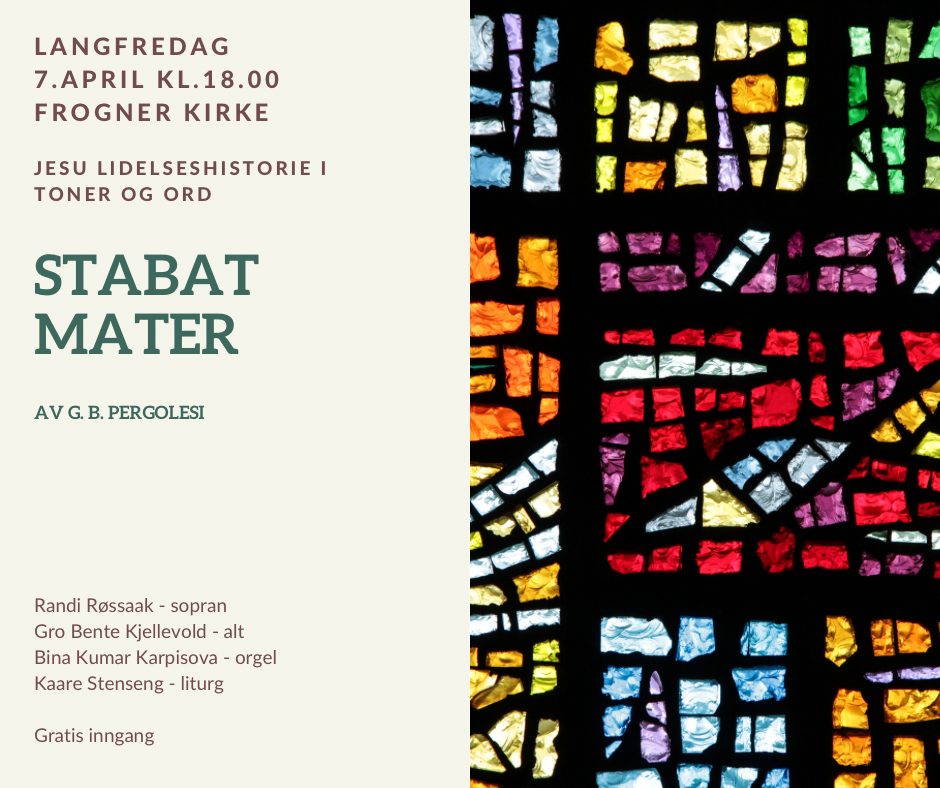 Fredag 7. april kl. 18.00 – PERGOLESI STABAT MATER