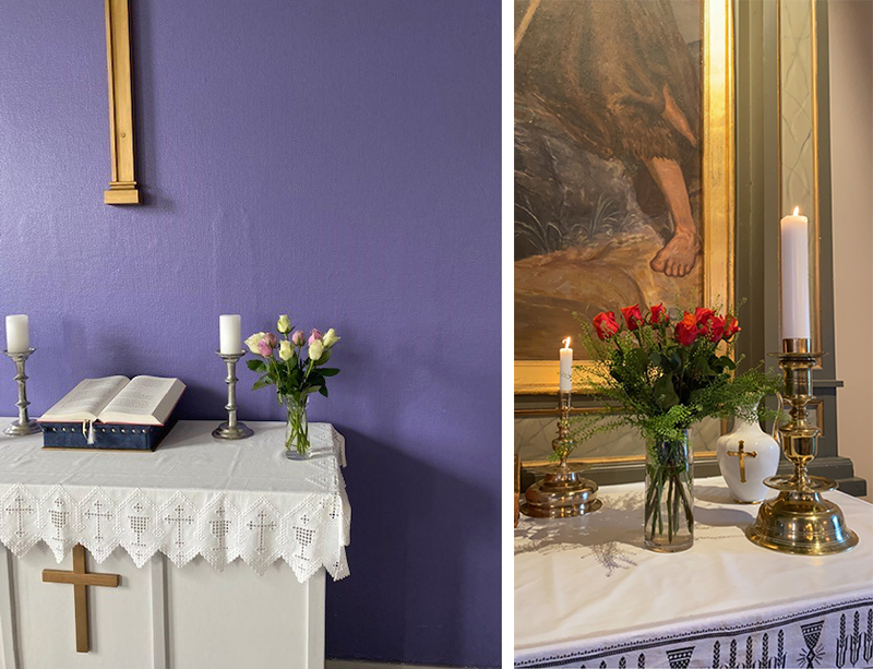 Gudstjenester med påmelding og gjenåpning av menighet og kirke.