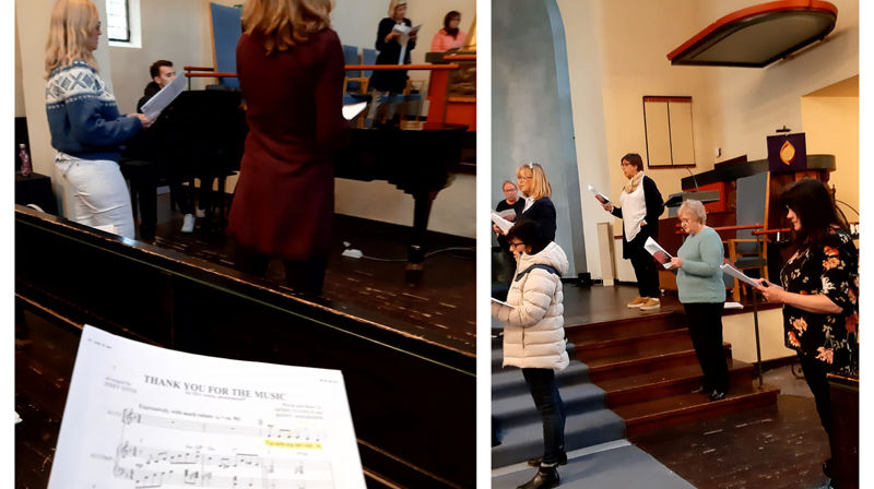 Lillestrøm Damekor deltar. Her er bilde fra en øvelse