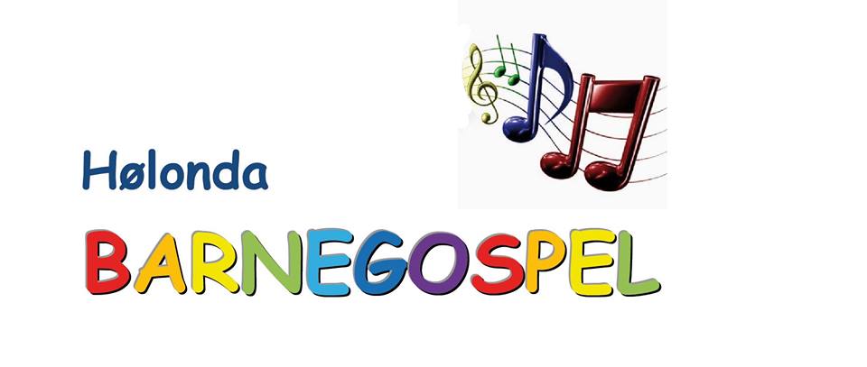 Hølonda BARNEGOSPEL. Bilder av g-nøkkel og noter.