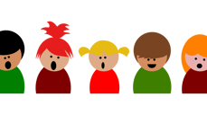 Tegning av barn som synger