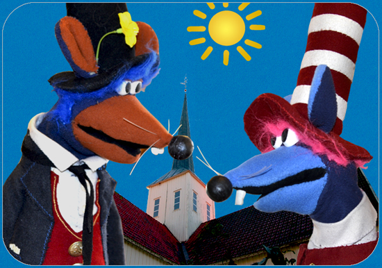 Bilde av dukkene Fredo og Vesle som er kirkerotter