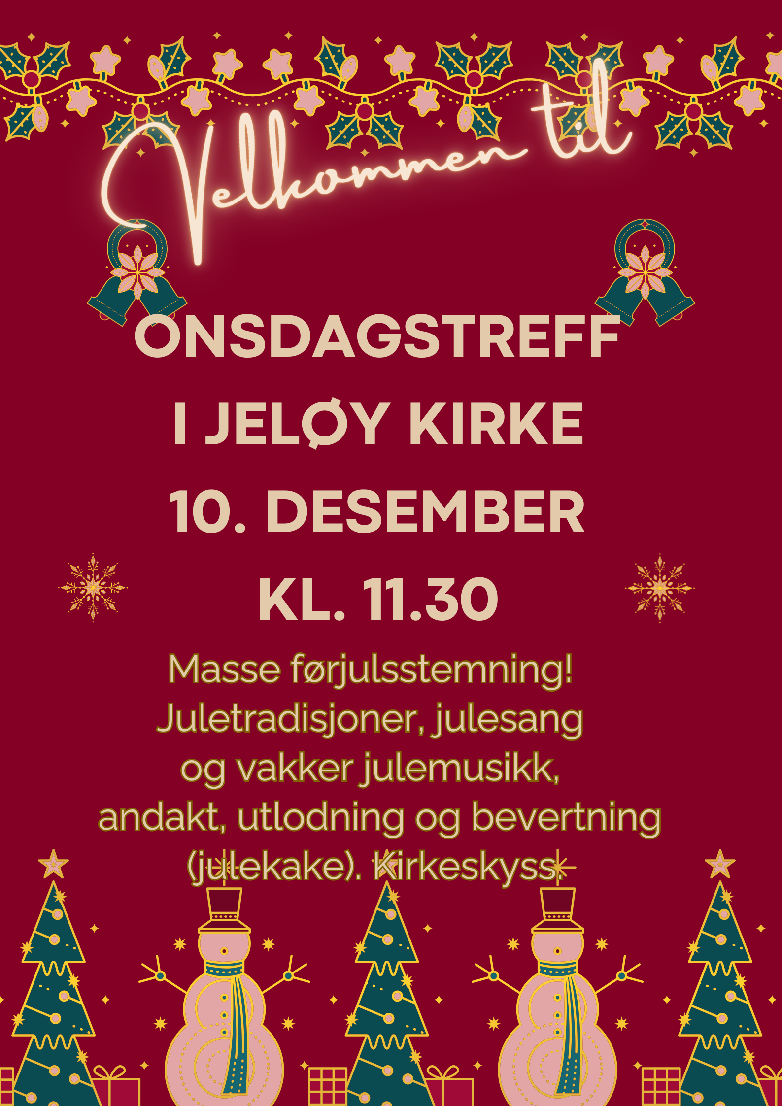 Velkommen til ONSDAGSTREFF 10. desember kl. 11.30