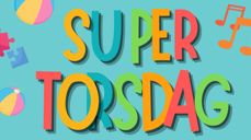 Plakat med fargete bokstaver Supertorsdag