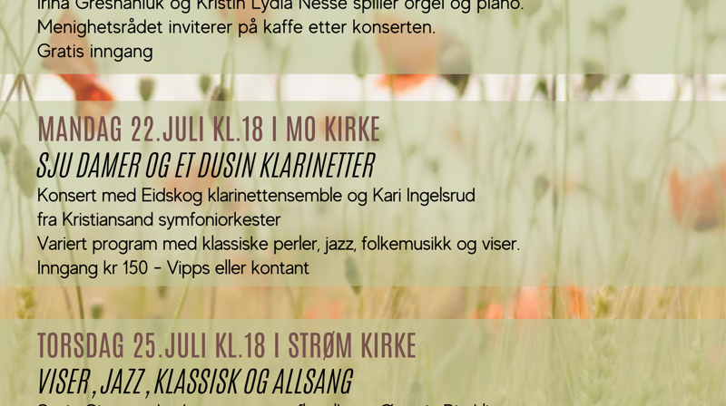 Sommerkonserter i krikene...