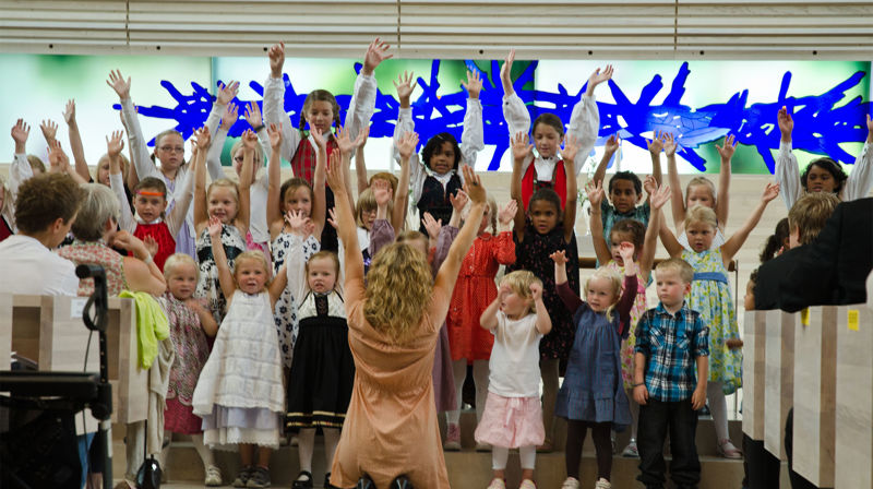 Bildet er av Bøler barnegospel på vigslingsgudstjenesten i Bøler kirke 28. august 2011.