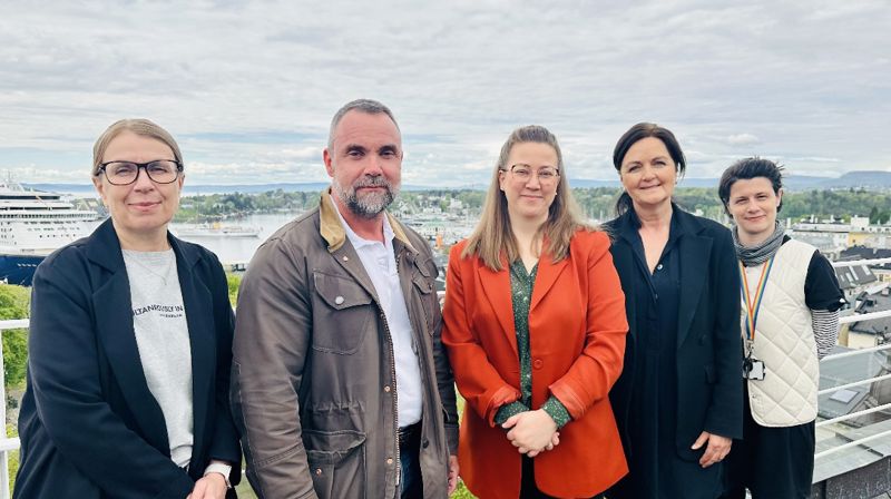 Eirik Pettersen (leder Diakoniutvalget), Lena Stordalen (prest for eldre), Margunn Sandal (sokneprest), Mariyana Neloska (seniorveileder Frogner bydel). Fotograf: Maja Berg Kristoffersen, enhetsleder hjemmetjenesten