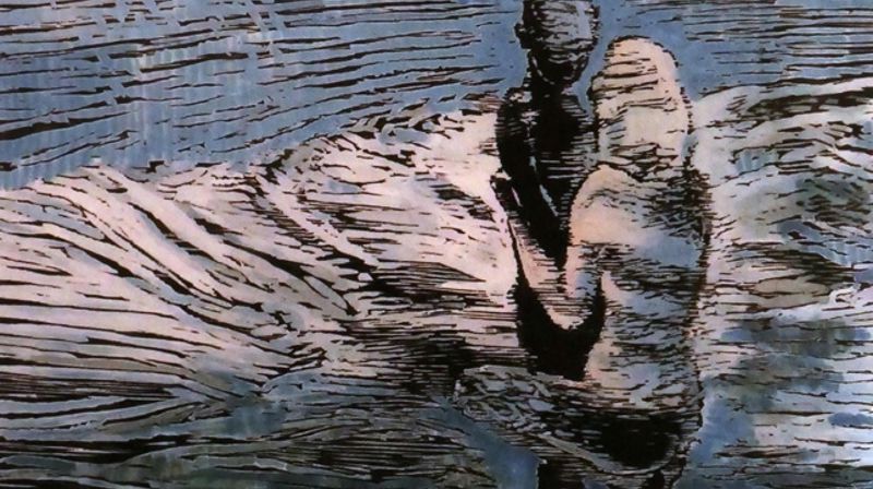 Collage av tresnitt og akvarell laget av vår egen Marianne Gihle.