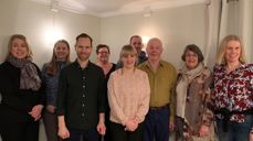 Hasle menighetsråd  fra venstre:  Mette Ortega-Bundgaard, Kristin Margrethe Tyvold, Jan Ludvig Vinningland (foran), Eli Frantzen (bak), Mari Pleym (foran), Ole Petter Melleby (bak), Alf Knutsen (foran), Sissel Haakestad Lervold, Cecilie Åbyholm (daglig leder).  Elin Finnanger og Anne Kristin Svendsen var ikke tilstede da bildet ble tatt.