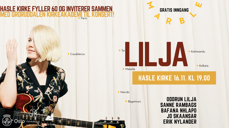 Jubileumskonsert med LILJA og band. Musikk som fredsprosjekt.