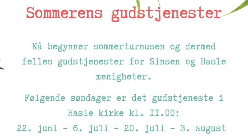 Sommerens gudstjenester