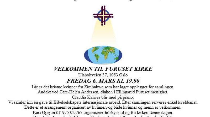 Den internasjonale Bønnedagen/ World Day of Prayer!