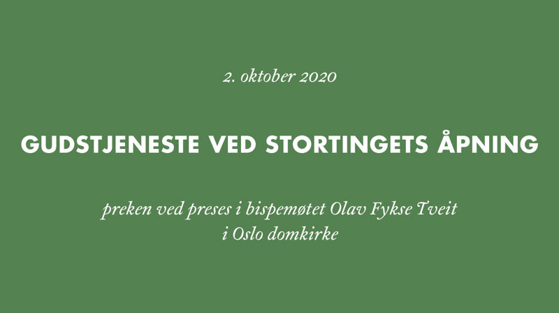 Gudsteneste ved Stortingets opning 2. oktober 2020