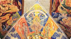 Christ in creation. The background field in the ceiling painting of the Creation Vault in the choir, the eastern nave of the church