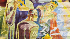 Detalj fra takmaleriet av Hugo Lous Mohr. De tre kongene med gaver. Foto: Petter Mohn