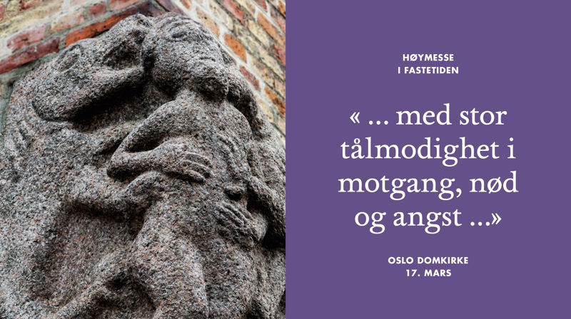 På hjørnet av hovedtårnet sitter Oslo-djevelen. Det er løver og drager som angriper et menneske. Steinen er fra ca. 1100 og ble funnet i gamlebyen. Den er antakelig fra St. Halvardskirken. Foto: Munch design