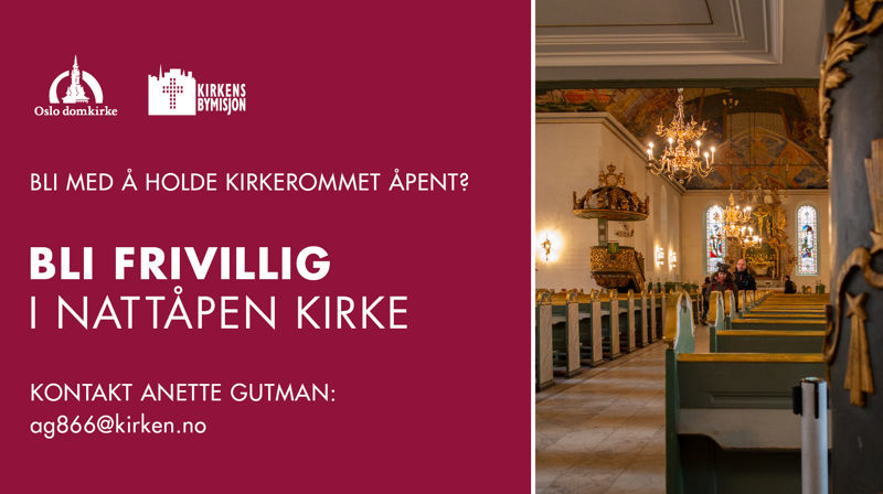 Bli frivillig i Nattåpen kirke i Oslo domkirke