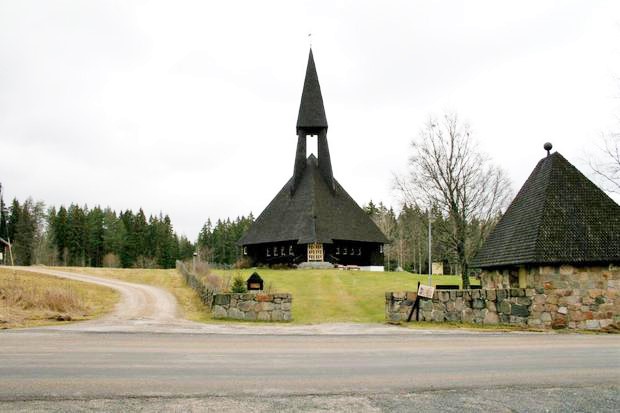 Bilde fra Kirkebyggdatabasen. Gravberget kirke er en "moderne stavkirke".