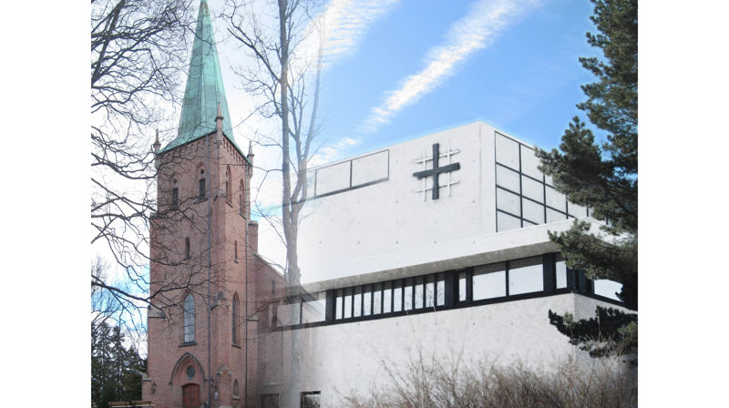 Østre Aker kirke og Haugerud kirke, menighetens to kirker.