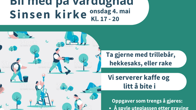 Bli med på vårdugnad onsdag 4. mai kl. 17 - 20