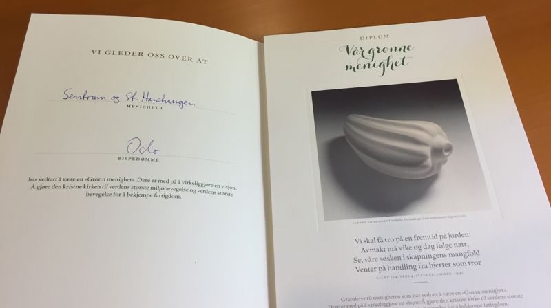 Diplom for grønn menighet