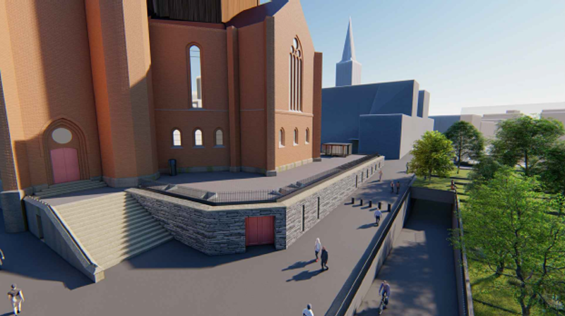 Bygningsarbeid utenfor Trefoldighet