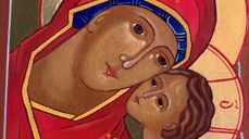 Maria og barnet. Ikon malt av Sidsel Marie Mamen