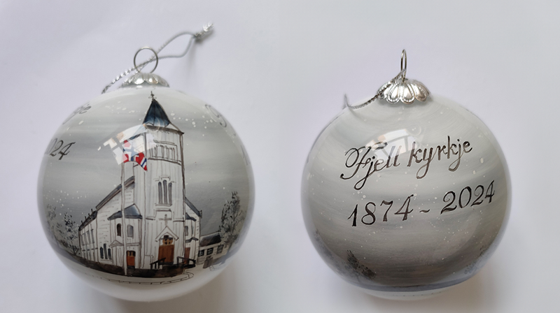 Handmalt julekule - Fjell kyrkje 150 år