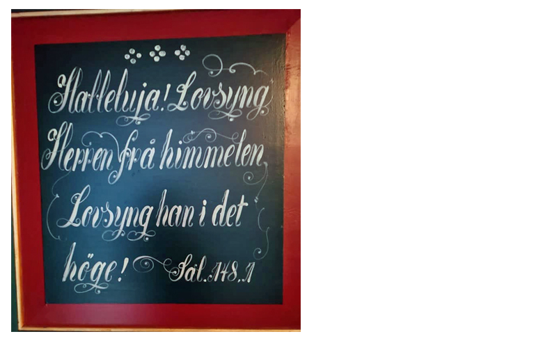 Tekst på dør i Volbu kyrkje foto: Eli Vatn