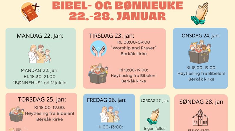 Bli med på bibel og bønneuka 2024, 22-28 Januar