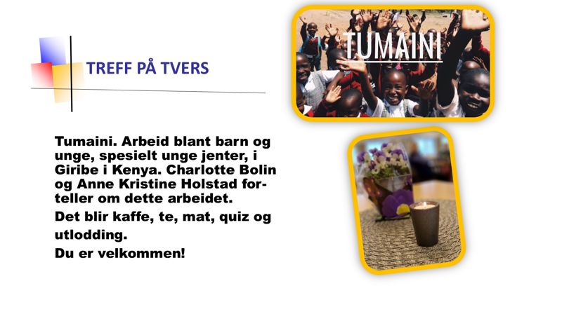 Treff på tvers i Ekholt kirke underetg. kl. 12.00 7.november 2024