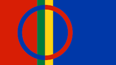 Det samiske flagget: Fire farger symboliserer at samene bor i fire land. Sirkelen betyr samisk samhold. Det røde er solen, mens det blå er månen. Gult og grønt forestiller naturen og dyrene i samisk kultur.