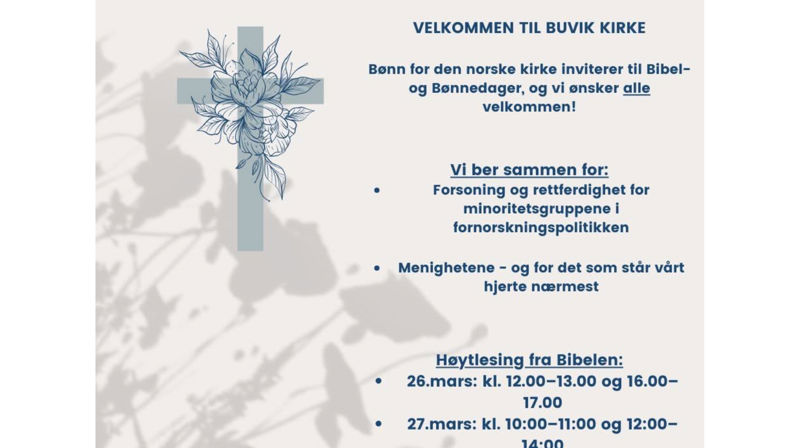 Åpen kirke i Buvika 26.-27.03.25