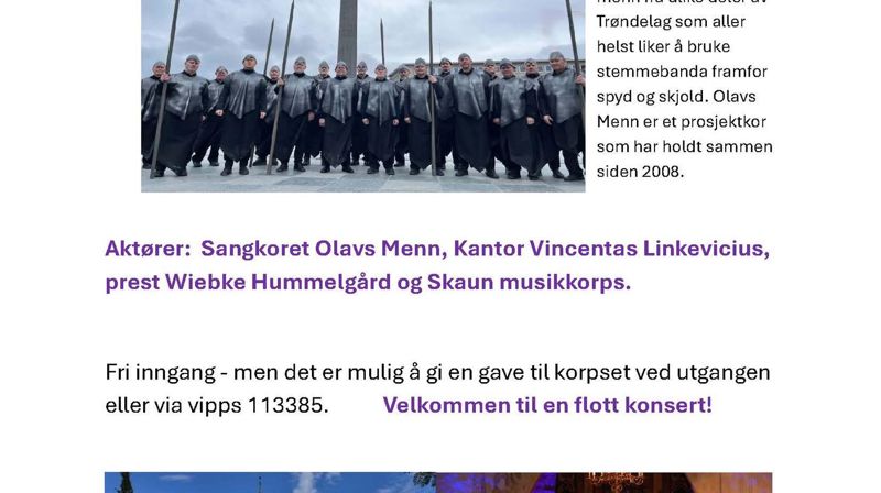 Adventskonsert Skaun musikkorps og Olavs menn i Skaun kirke