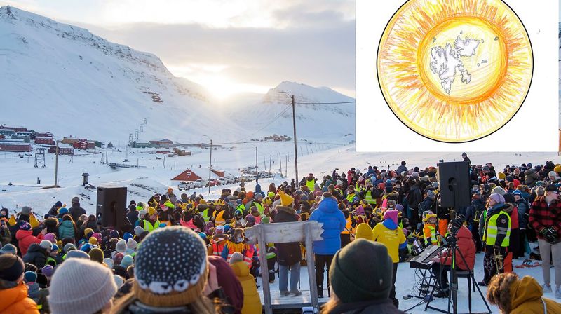 Årets solfesttegning er tegnet av Mhergow fra 7. klasse på Longyearbyen skole. Bilde fra lokalstyre.no