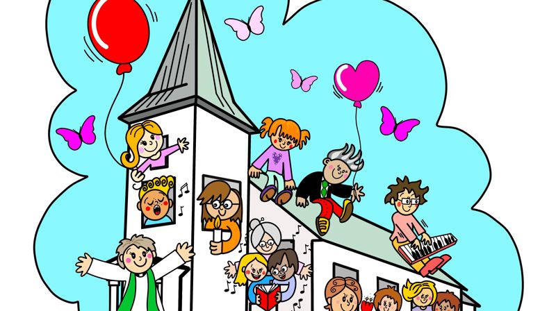 Illustrasjon - barn i kyrkja