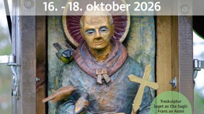 Frans av Assisi, treskulptur av Ola Sagli, fotografert av Odd Erik Stendahl.