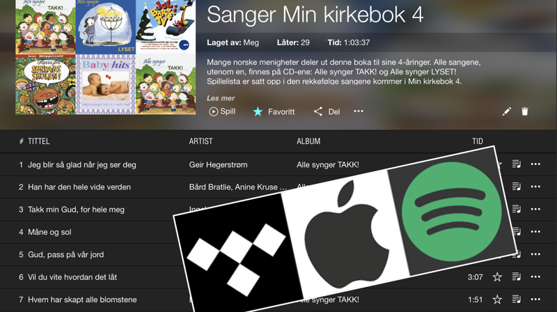 Lær kirkebok-sangene med strømmetjenester