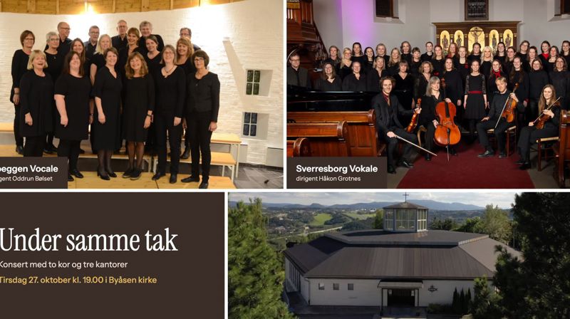 Under samme tak - konsert med Sverresborg vokale, Hoeggen vokale og Torkil Skille i Byåsen kirke tirsdag 27. oktober