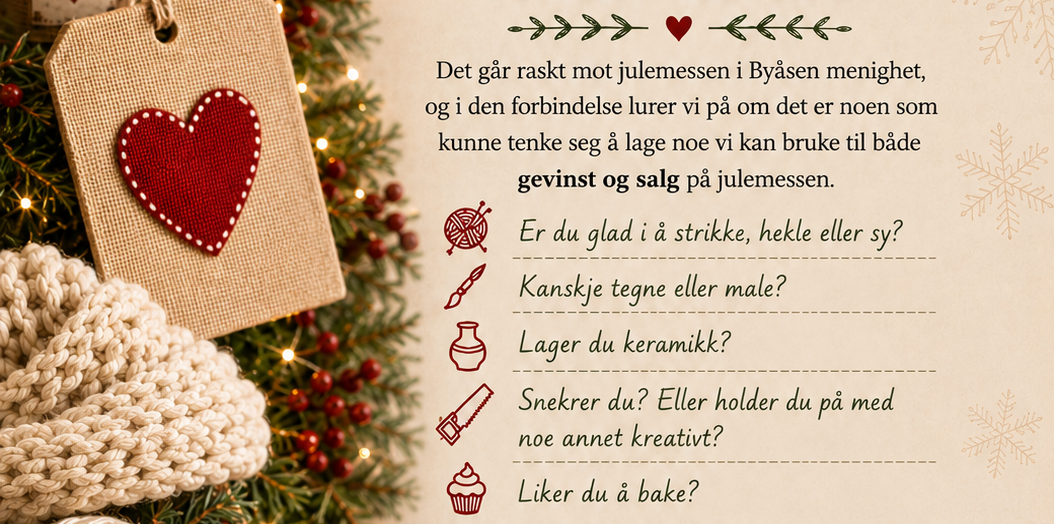 Julemessen lørdag 21. november - forespørsel om bidrag til gevinst og salg