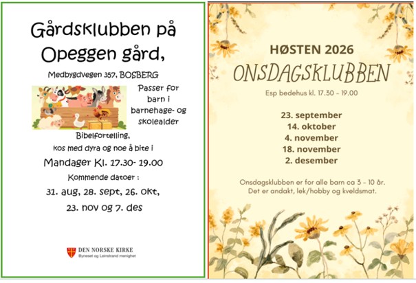 Gårdsklubb og onsdagsklubb har startet opp