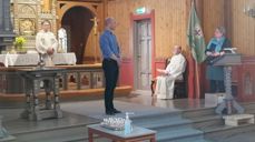 Inger Maren Tveit introduserte vår nye kantor Magnus Leite på gudstjeneste i Strinda søndag 18. april. Bilder: Øystein Sørensen